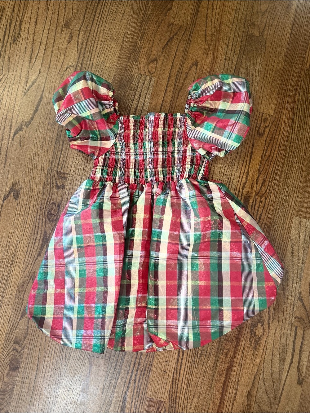 Bonnie Jean Girls Metallic Plaid Christmas Dress Size 12